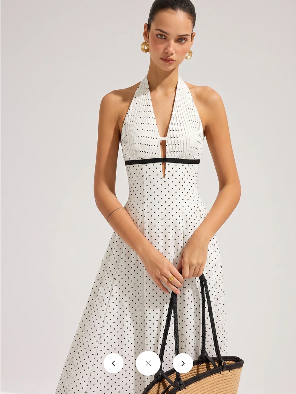NWT Commense Polka Dot Sleeveless Pleated Maxi Dress Sz XL